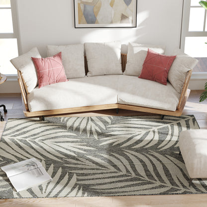Easy-Cleaning Machine Washable Rug for Patio, Garden, Grey
