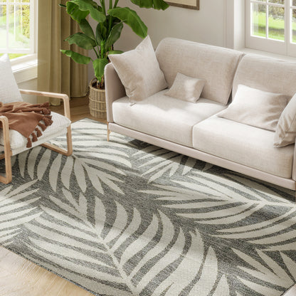 Easy-Cleaning Machine Washable Rug for Patio, Garden, Grey