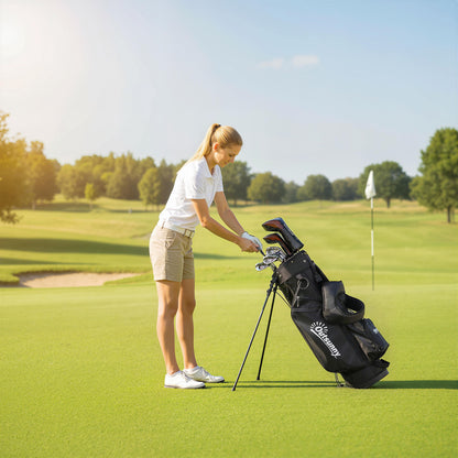 Golf Stand Bag 6 Way Full-Length Dividers, Waterproof Golf Bag Grey