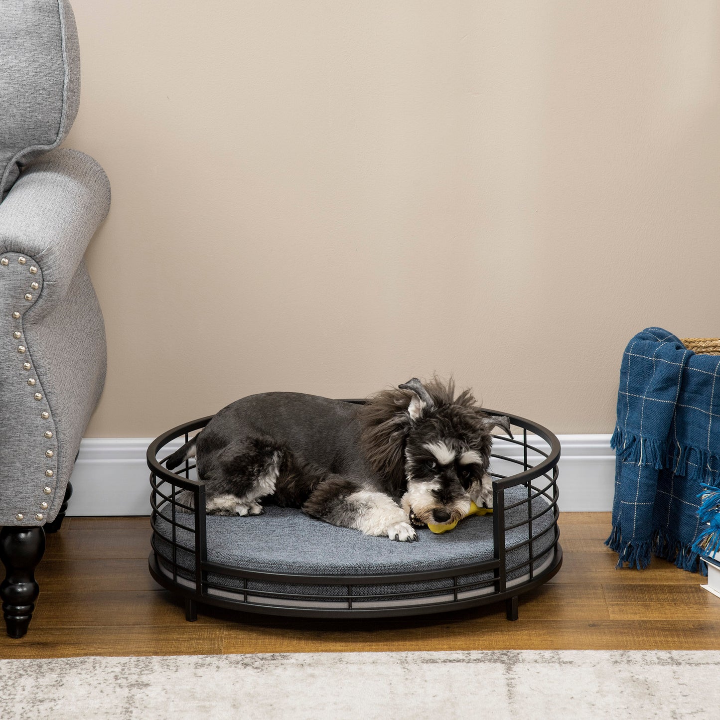 Raised Dog Bed Modern Pet Sofa, for Small Dogs W/ Cuhsion - Black