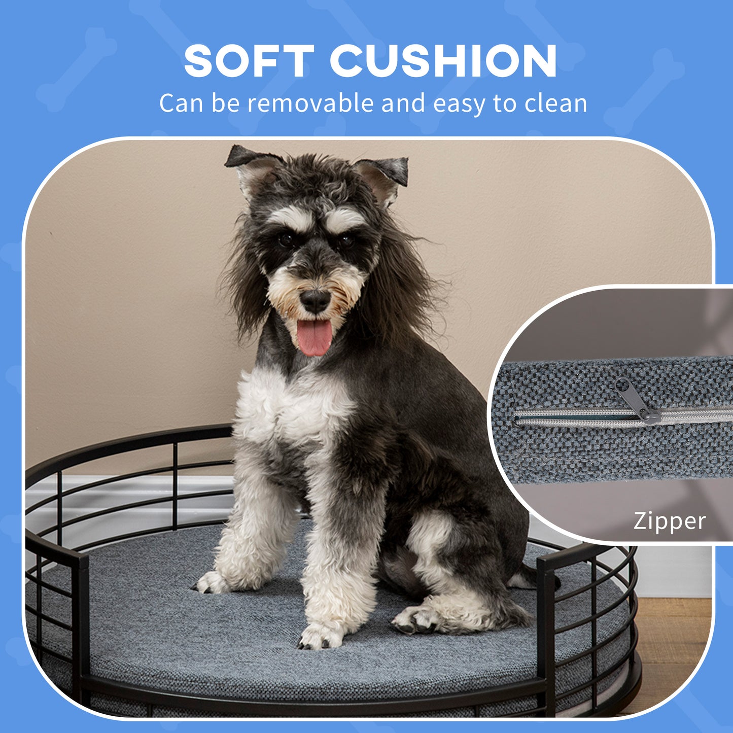 Raised Dog Bed Modern Pet Sofa, for Small Dogs W/ Cuhsion - Black