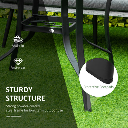 106cm Round Garden Dining Table with Parasol Hole Tempered Glass Top