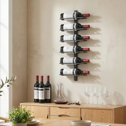 Wall Mount Wine Rack for 6 Wine Bottles, Black