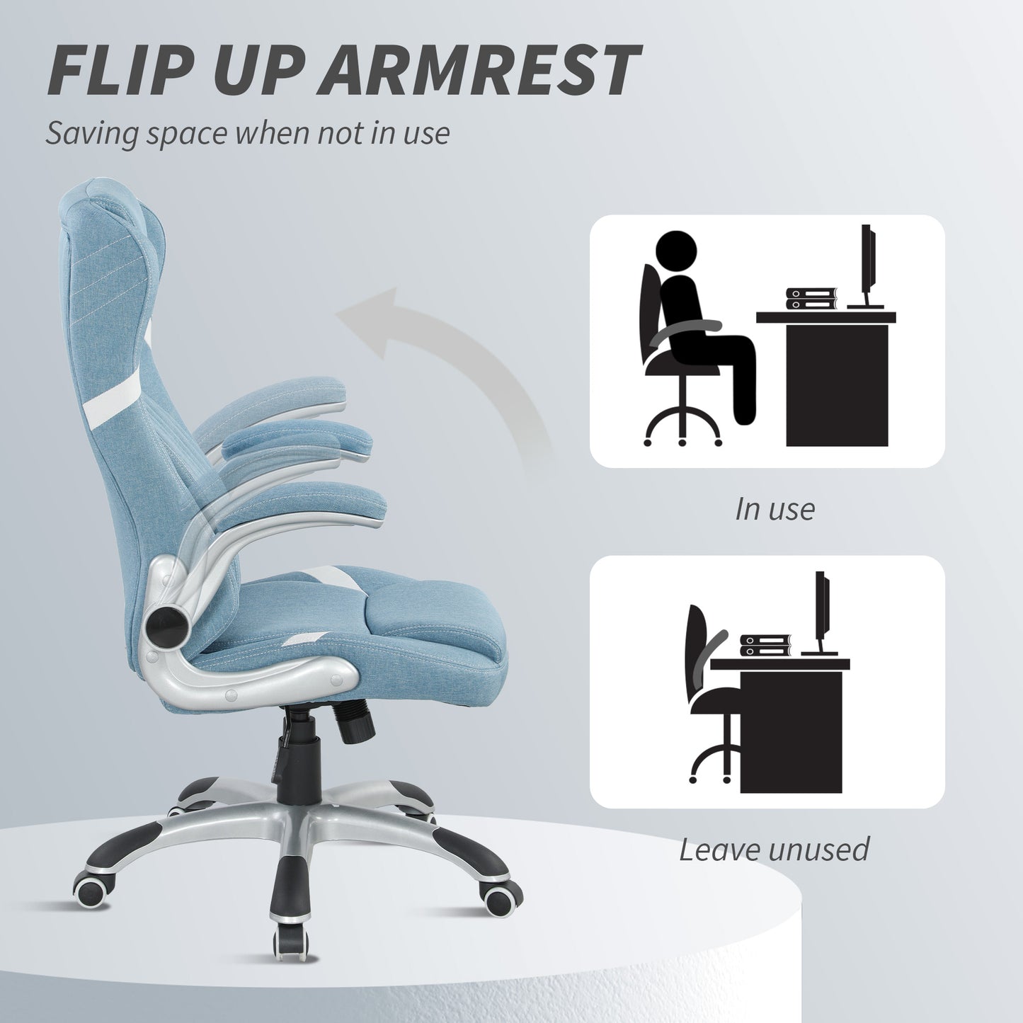 Fabric Office Desk Chair w/ Adjustable Height Tilt Function Blue