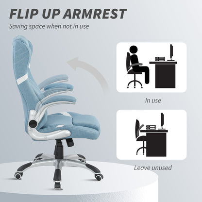 Fabric Office Desk Chair w/ Adjustable Height Tilt Function Blue