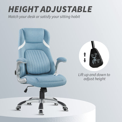 Fabric Office Desk Chair w/ Adjustable Height Tilt Function Blue