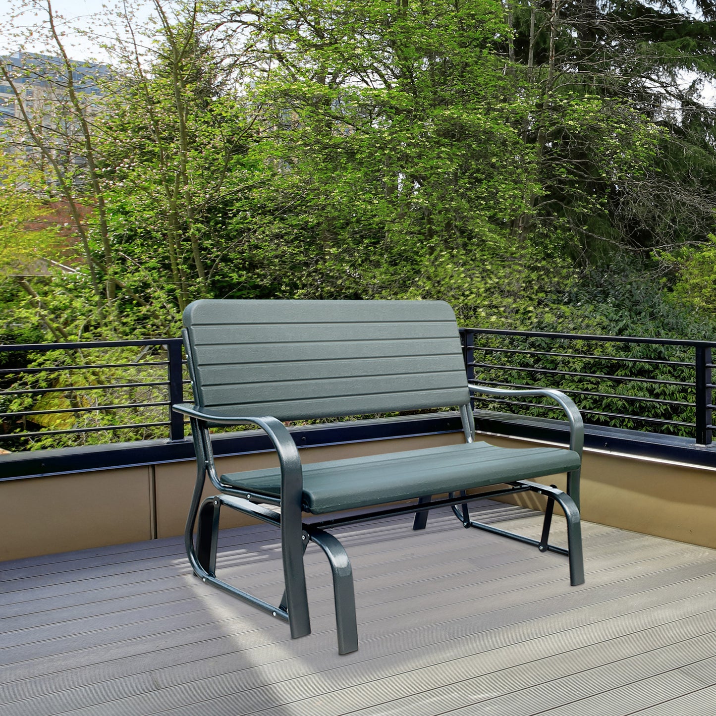 Metal Garden Rocker Bench Rocking Chair Loveseat Outdoor 2-Seater