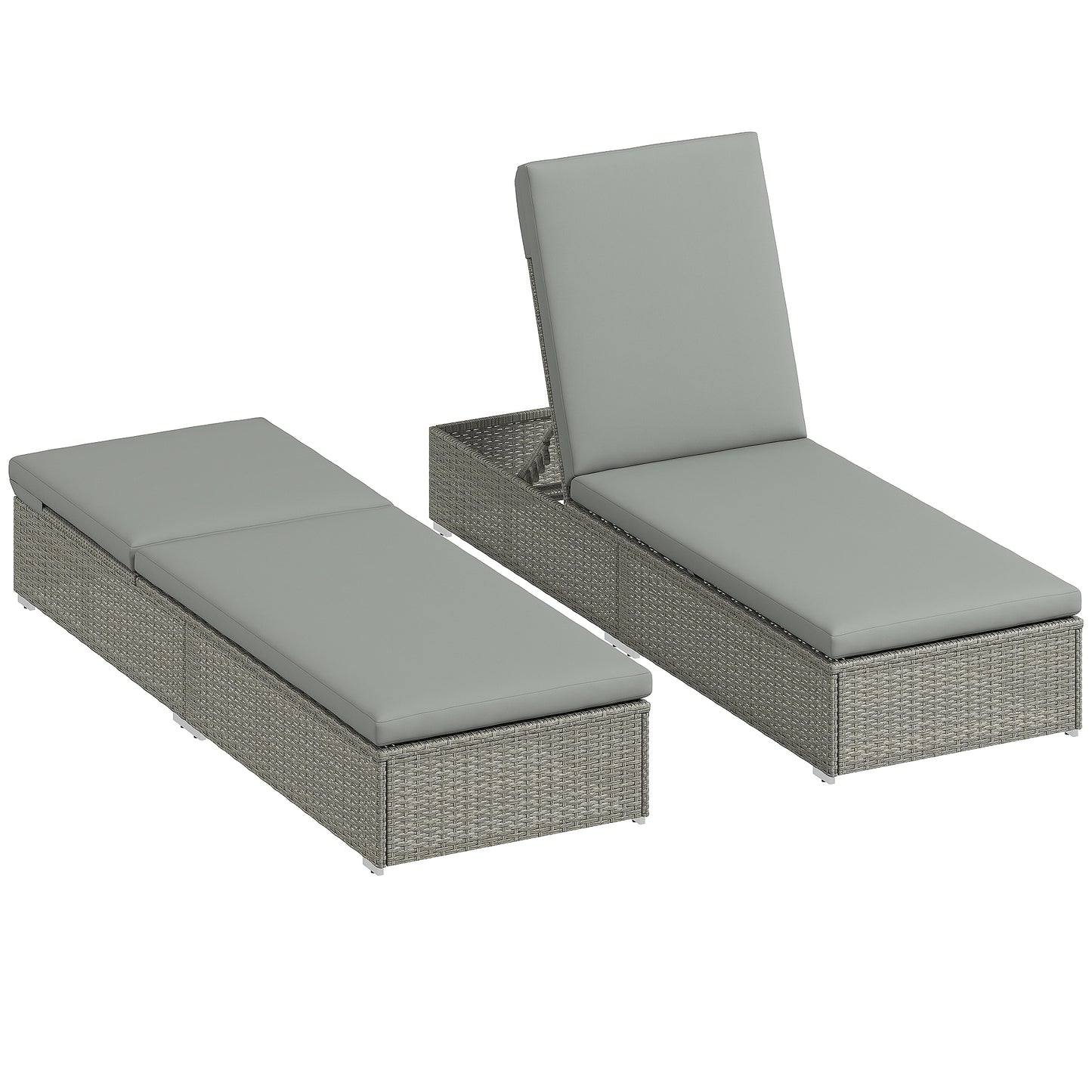 Patio Rattan Chaise Lounge Garden Pool Wicker Sun Lounger Adjustable