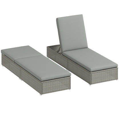 Patio Rattan Chaise Lounge Garden Pool Wicker Sun Lounger Adjustable
