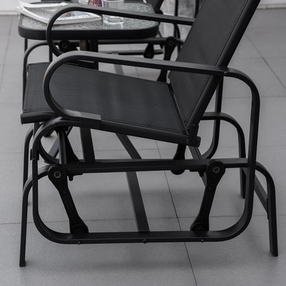 Outdoor Gliding Rocking Chair with Sturdy Metal Frame Garden Comfortable Swing Chair for Patio, Backyard and Poolside, Black