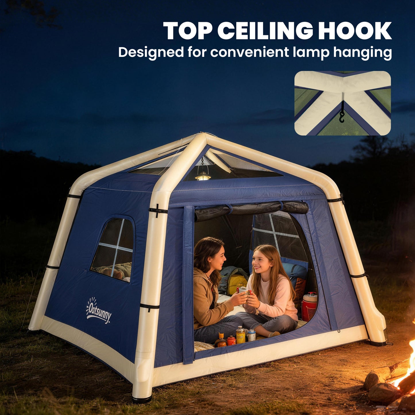 Inflatable Camping Tent, 2 Man Tent, Dark Blue