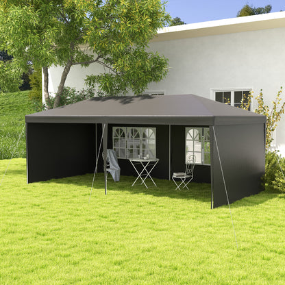 6 x 3 m Party Tent Gazebo Marquee Outdoor Patio Canopy Shelter with Windows and Side Panels, Grey