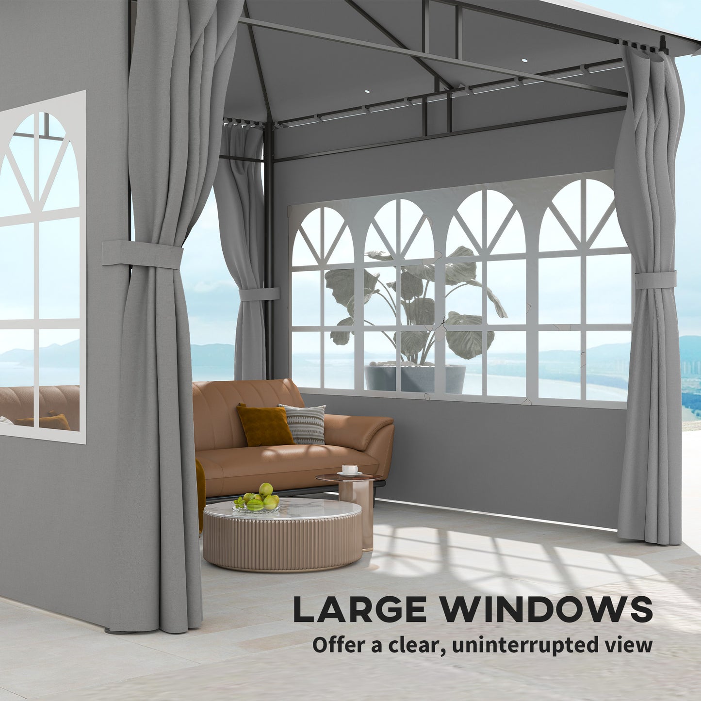 3 x 3 m Garden Gazebo, Outdoor Gazebo Canopy Shelter, Light Grey