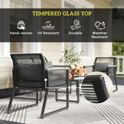 4 Pieces Rattan Garden Furniture Set for 4 Person, Charcoal Grey