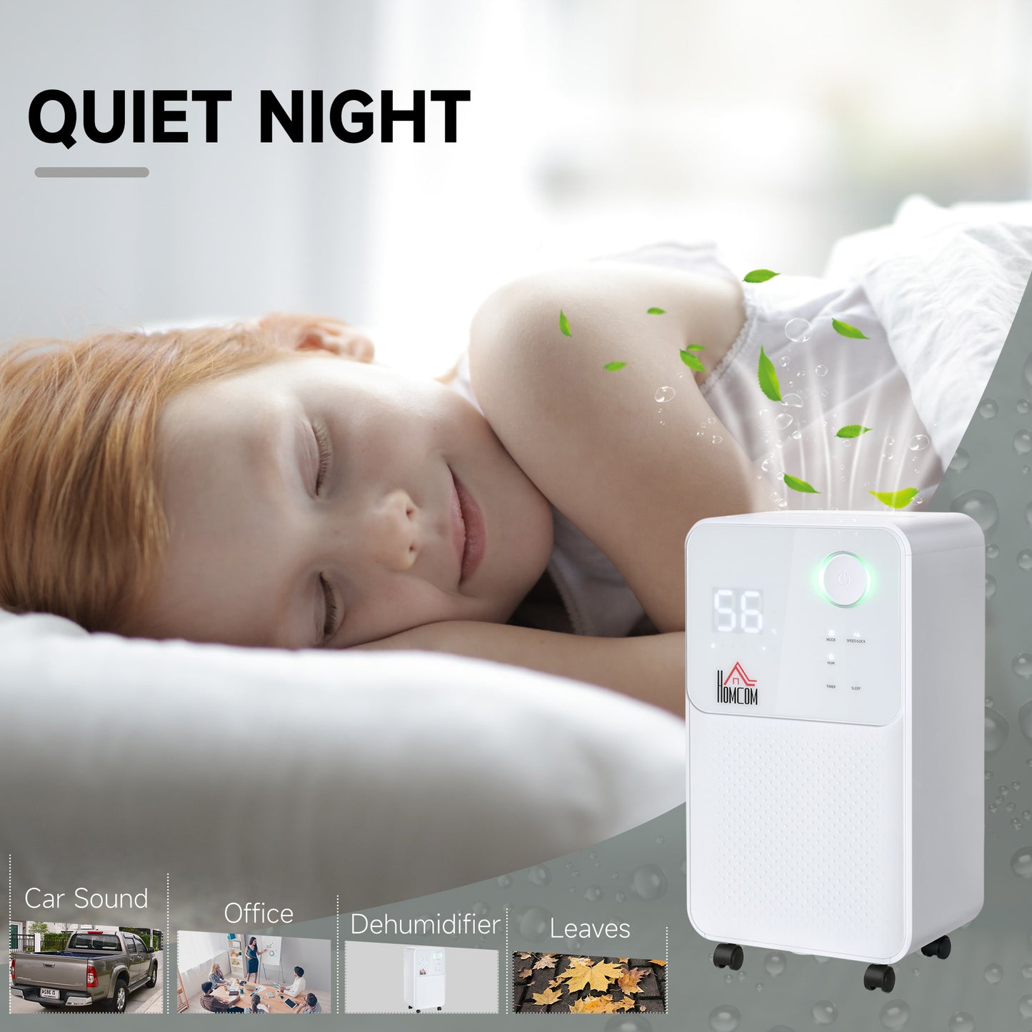2L Portable Quiet Dehumidifier, 12L/Day Electric Air De-Humidifier