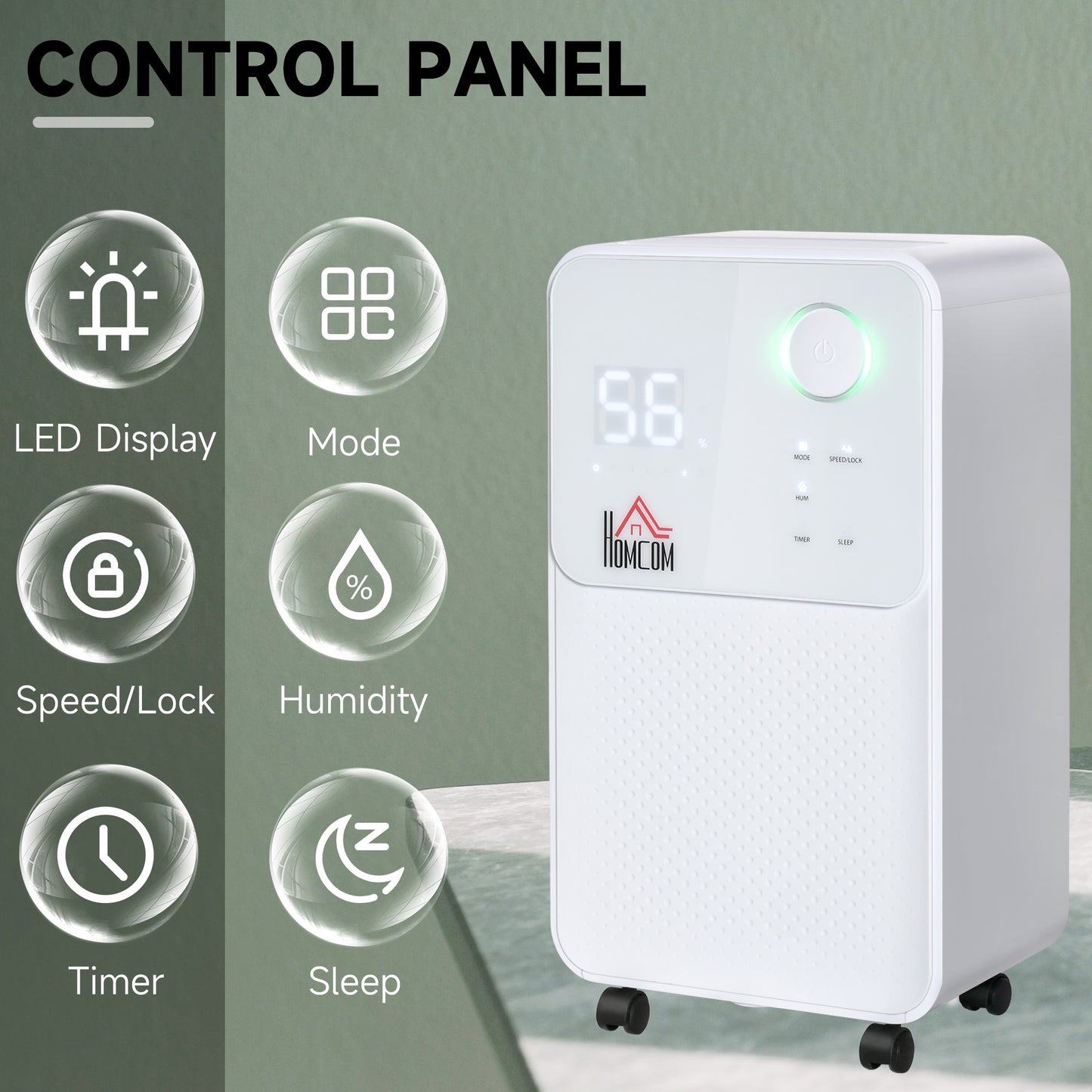 2L Portable Quiet Dehumidifier, 12L/Day Electric Air De-Humidifier
