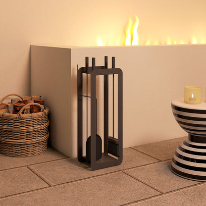 5 PCS Fireplace Companion Set, Metal Fireplace Accessories, Black