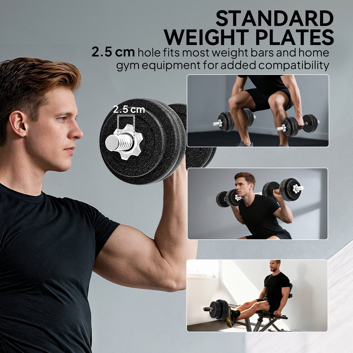 2-in-1 Adjustable Dumbbells Set, 30kg Weights Dumbbells Set