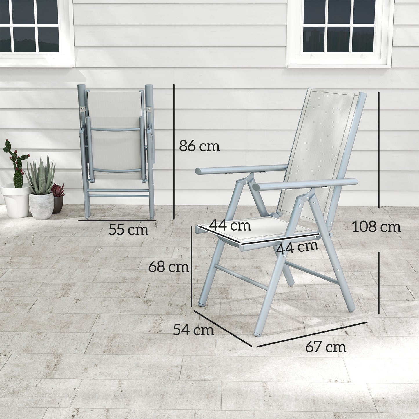 2PCS Folding Chair w/ Breathable Mesh Back and Seat, Light Grey