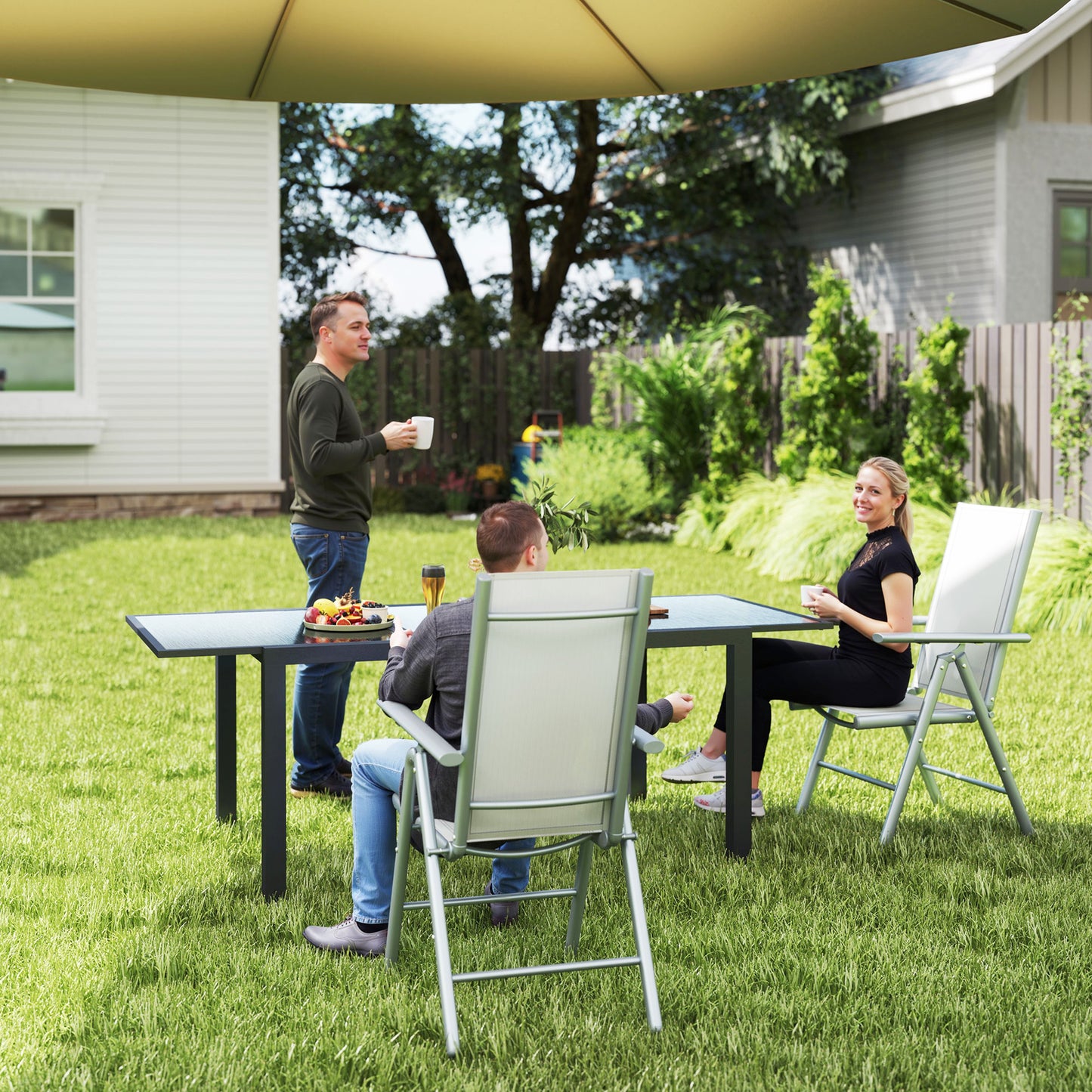 2PCS Folding Chair w/ Breathable Mesh Back and Seat, Light Grey