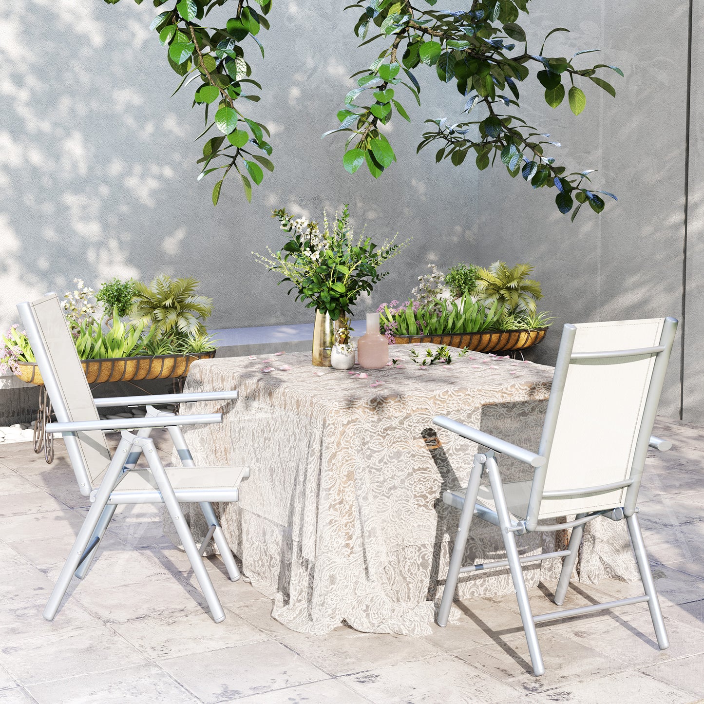 2PCS Folding Chair w/ Breathable Mesh Back and Seat, Light Grey