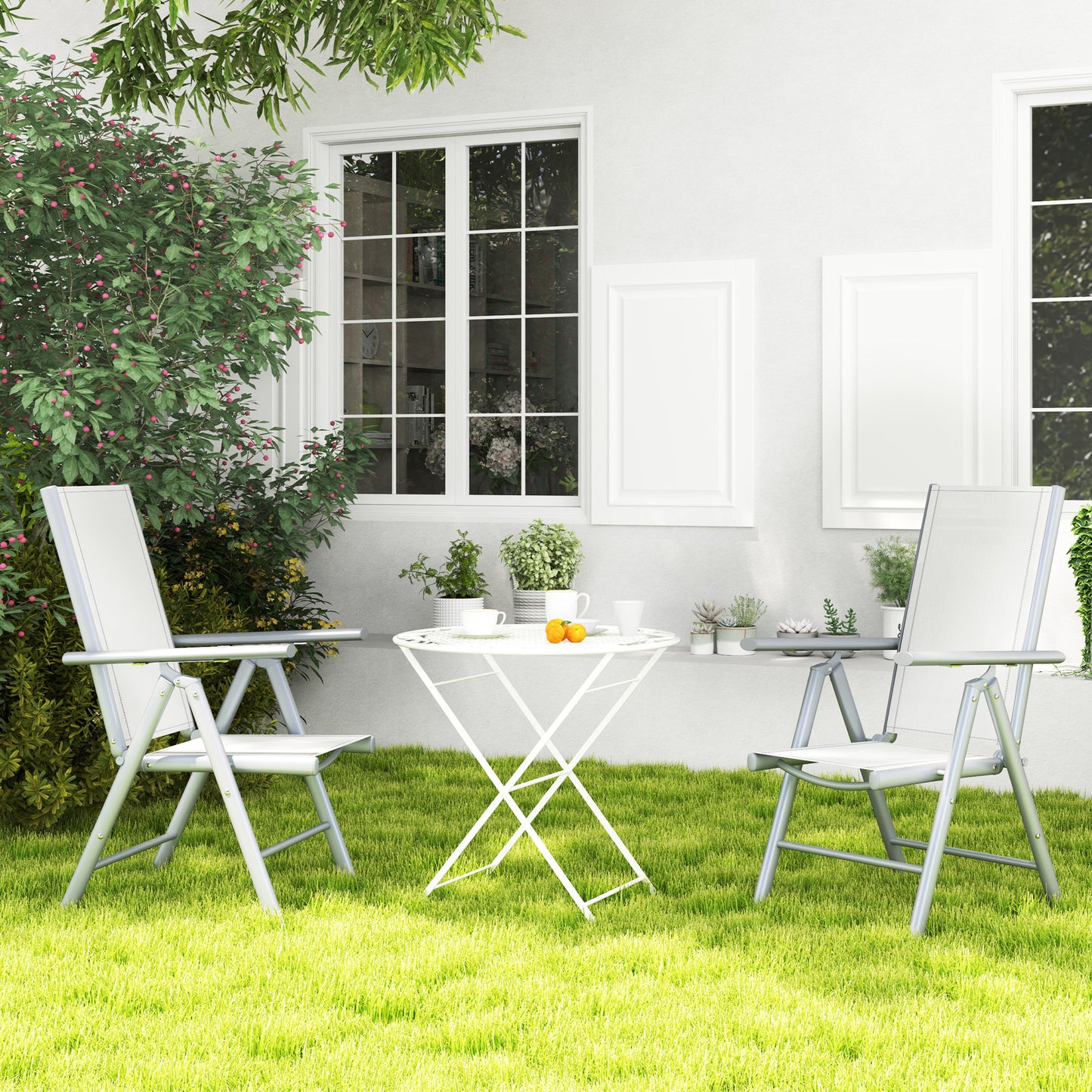 2PCS Folding Chair w/ Breathable Mesh Back and Seat, Light Grey