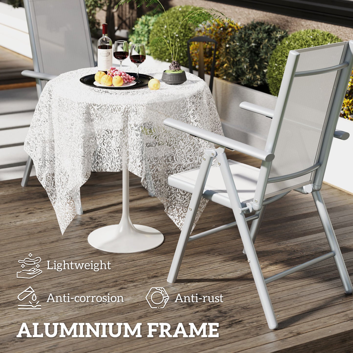 2PCS Folding Chair w/ Breathable Mesh Back and Seat, Light Grey