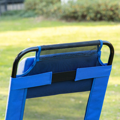 Garden Chairs Set of 2 Folding Camping Chair Recliners, Blue