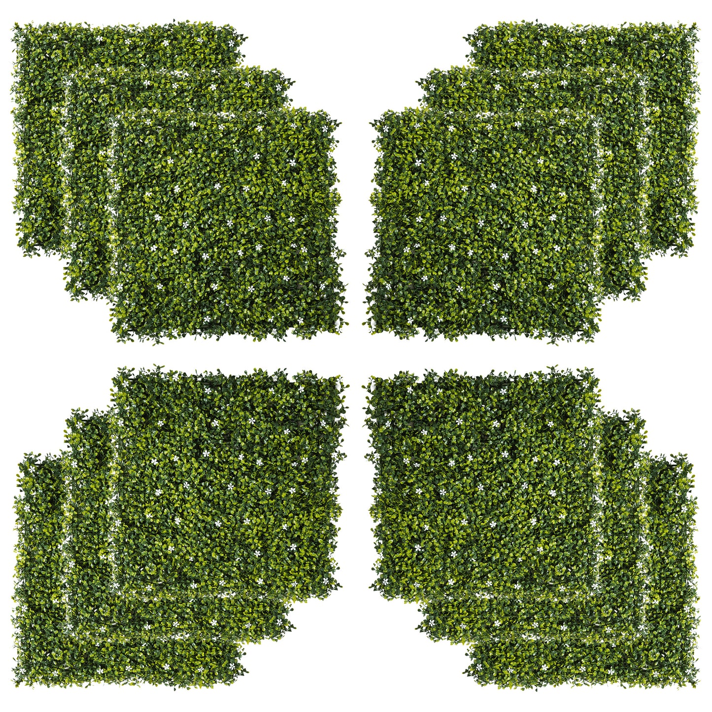 12PCS Artificial Boxwood Wall Panels 50cm x 50cm Grass Privacy Fence Screen Faux Hedge Greenery Backdrop Encrypted Milan Grass