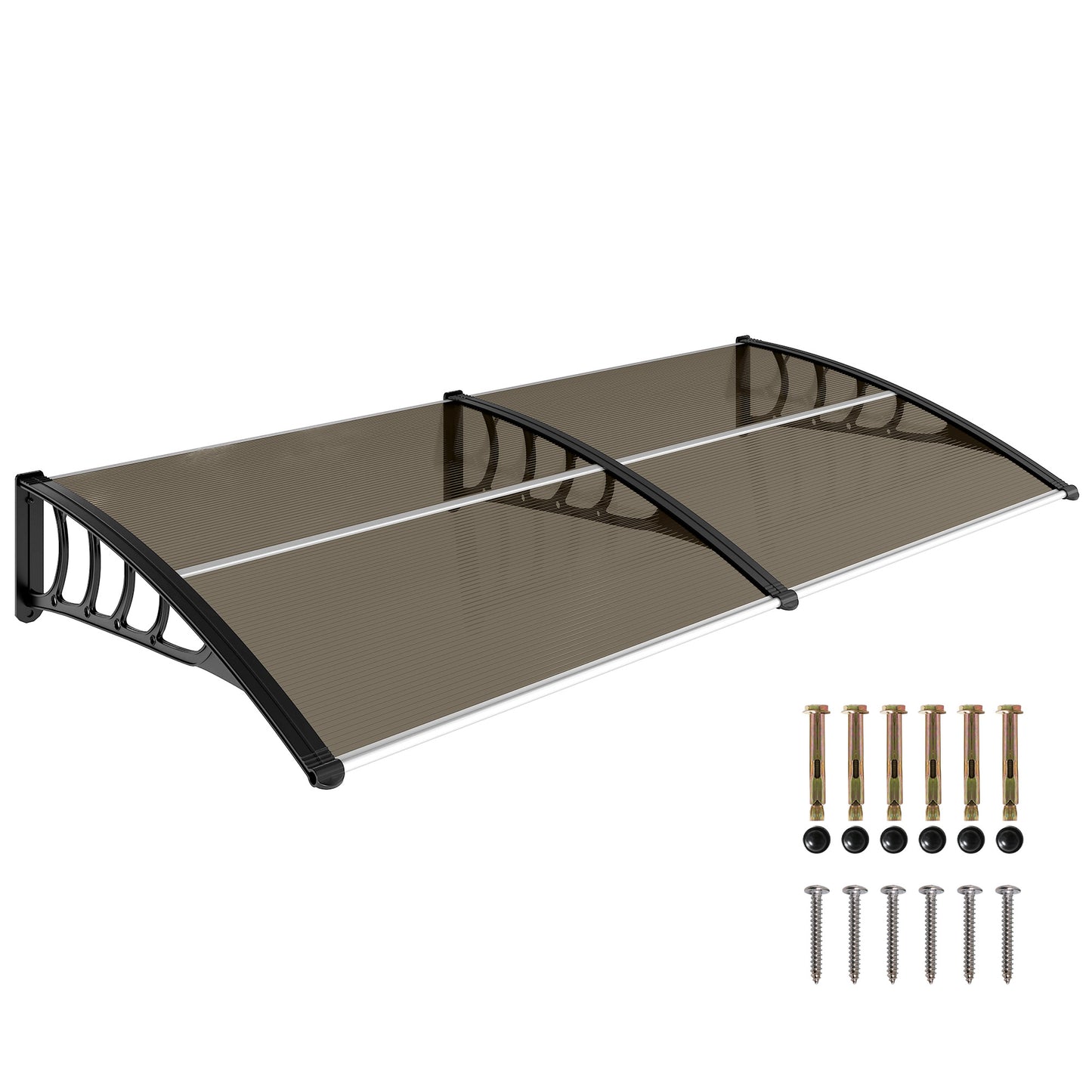 Door Canopy Outdoor Awning Rain Shelter for Window Porch, Brown