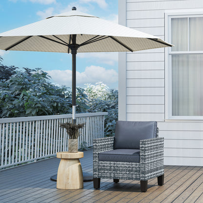 Single Rattan Chair, Garden Armchair with Cushions, Light Grey