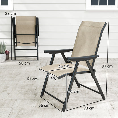 2PCS Folding Chair w/ Breathable Mesh Fabric Seat, Brown