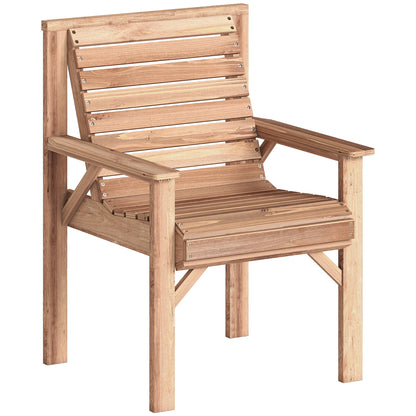 Wood Garden Chair Outdoor Dining Chair with Curved Seat, Natural