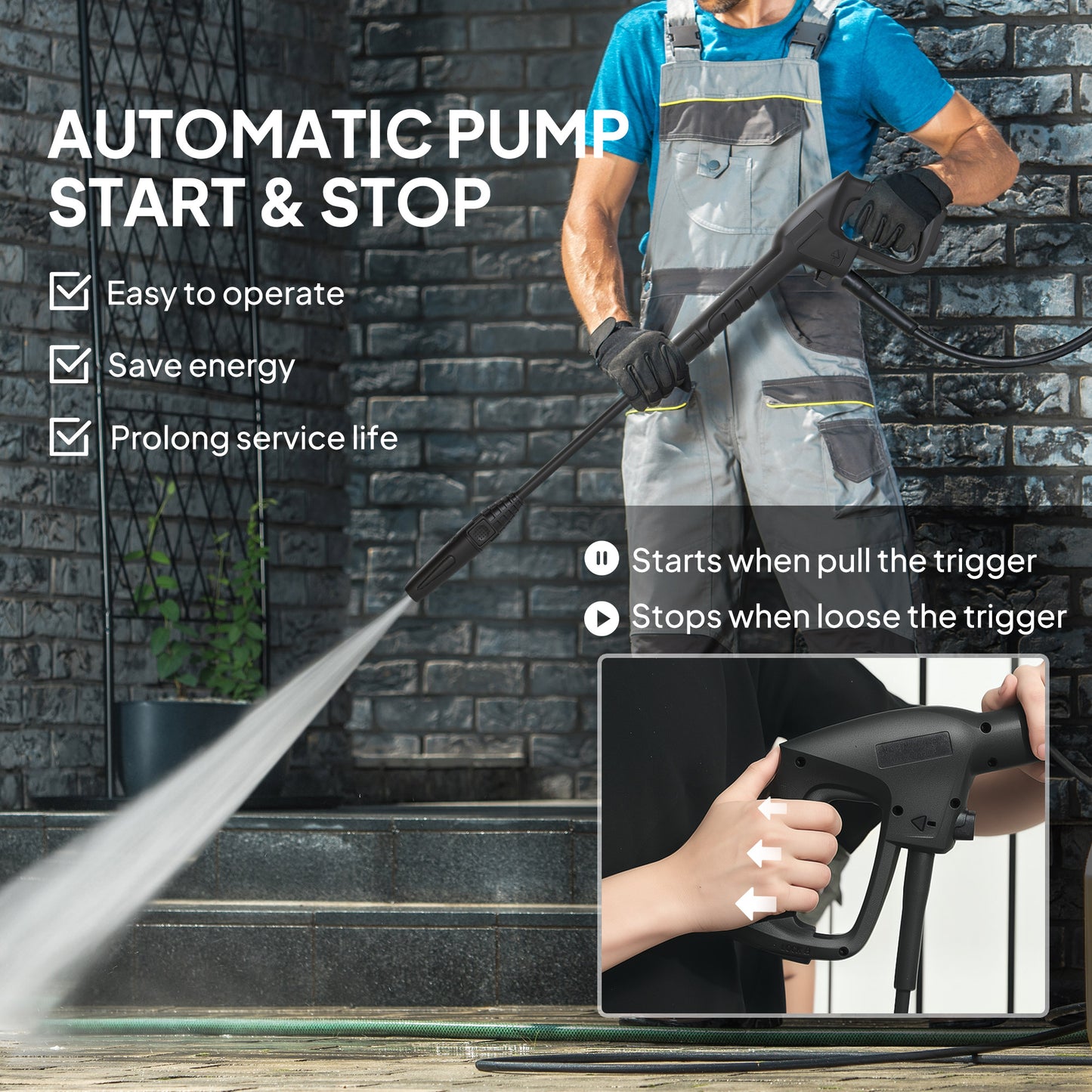 1600W Power Washer 130 Bar Pressure Washer 6M Hose, Nozzle, Green