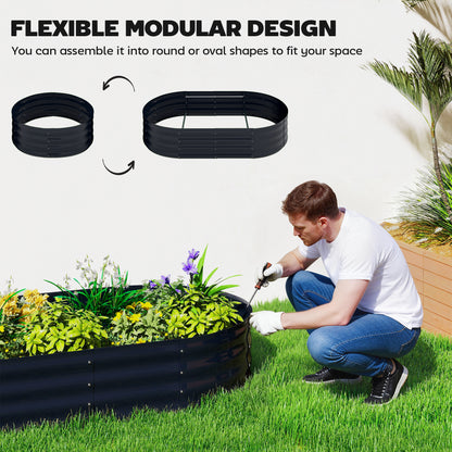 5 x 3 x 6ft Galvanised Raised Garden Bed with Trellis, Dark Grey