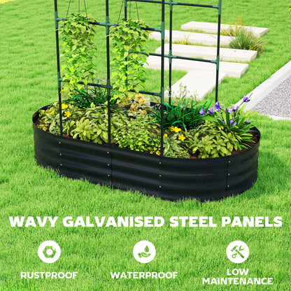 5 x 3 x 6ft Galvanised Raised Garden Bed with Trellis, Dark Grey