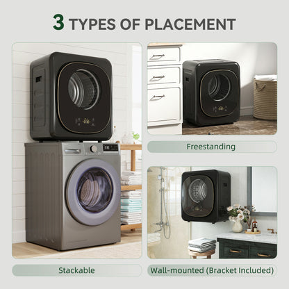 Compact Dryer Machine with 5 Modes, 4kg Small Tumble Dryer, Black