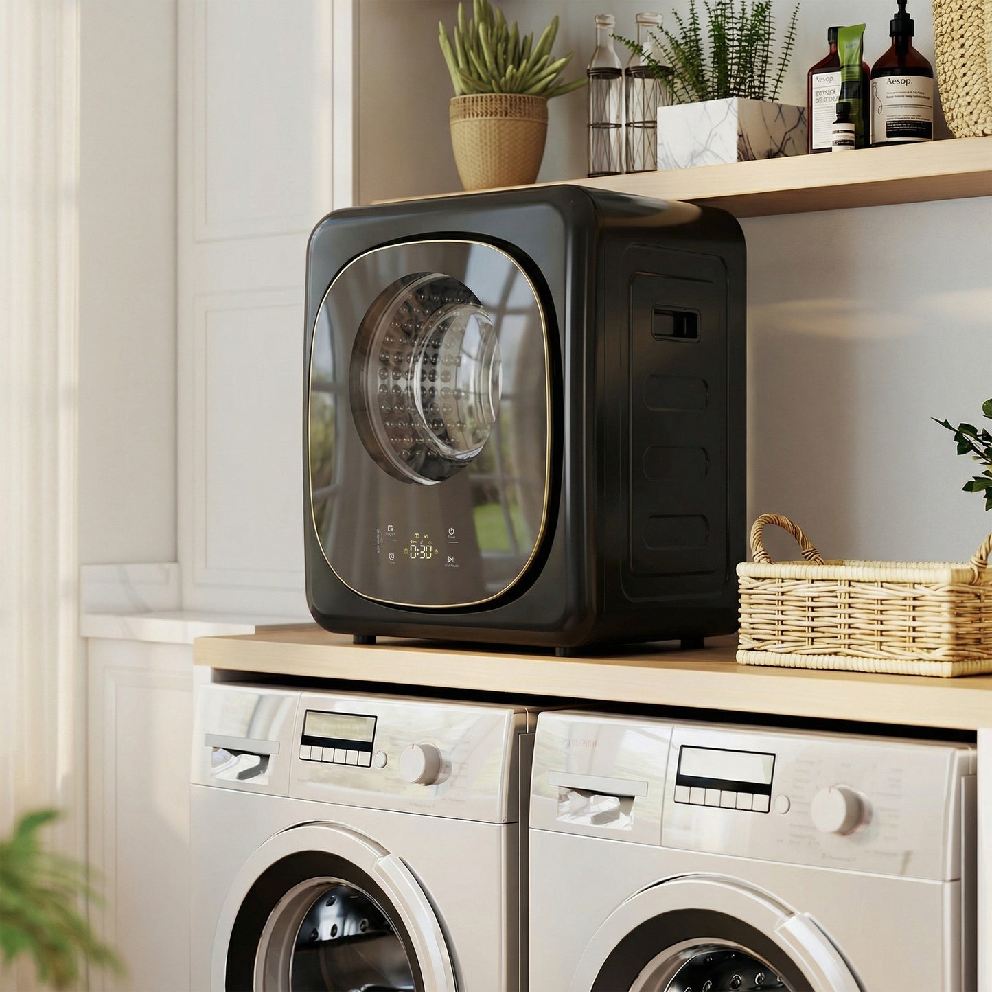 Compact Dryer Machine with 5 Modes, 4kg Small Tumble Dryer, Black