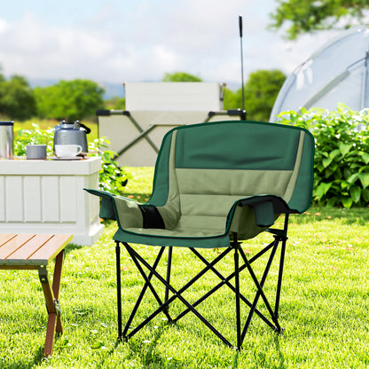 Camping Chair for Adults, Padded Folding Chair, Olive Green