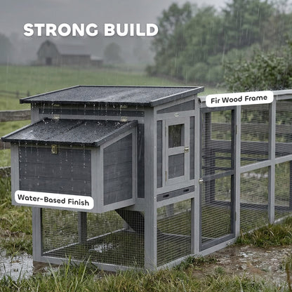 Large Chicken Coop, Wooden Hen House with Covered Run