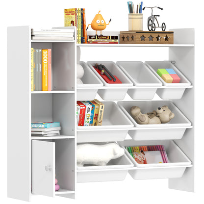Toy Storage Unit with 8 Removable Bins, Storage Shelves, Cabinet