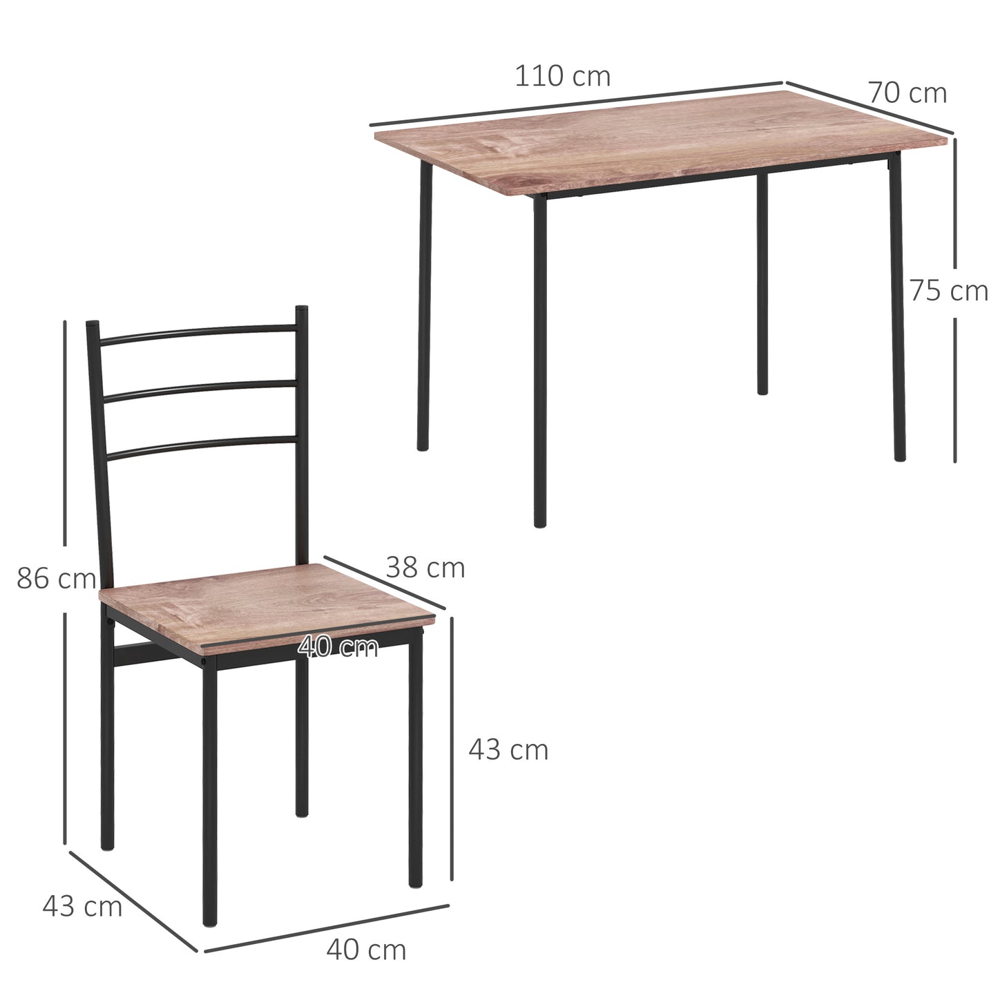 5 Piece Dining Table and Chairs Set, Space Saving Table and 4 Chairs