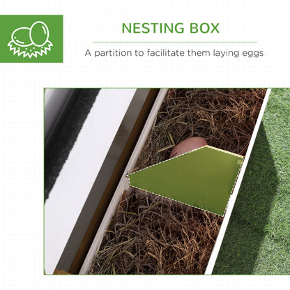 Chicken Coop, Hen House, Wooden Poultry Cage with Outdoor Run, Nesting Box, Removable Tray, Window and Lockable Door, 197 x 93 x 110cm