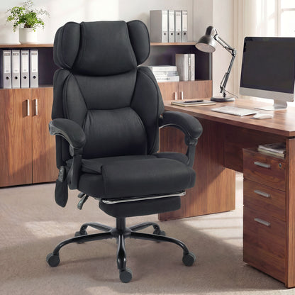 Vibration Massage Office Chair w/ Heat Reclining Function, Black