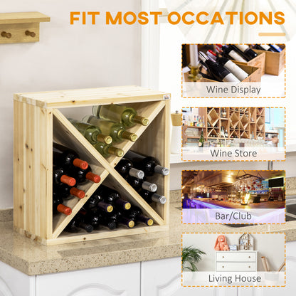 24 BottleWine Rack, X-cube Wine Holder for Kitchen, Natural