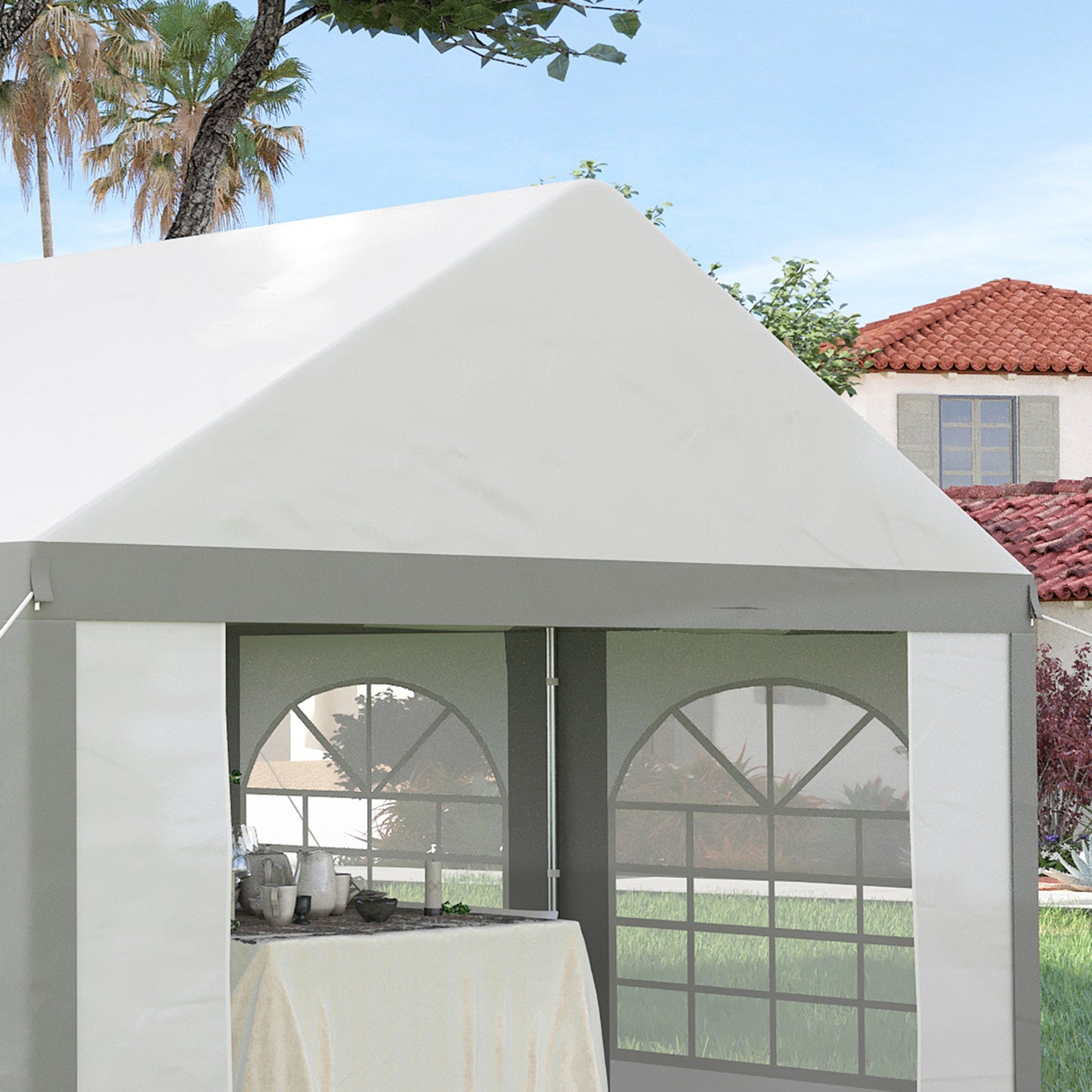 4 x 4m Party Tent, Marquee Gazebo with Sides, Windows and Double Doors