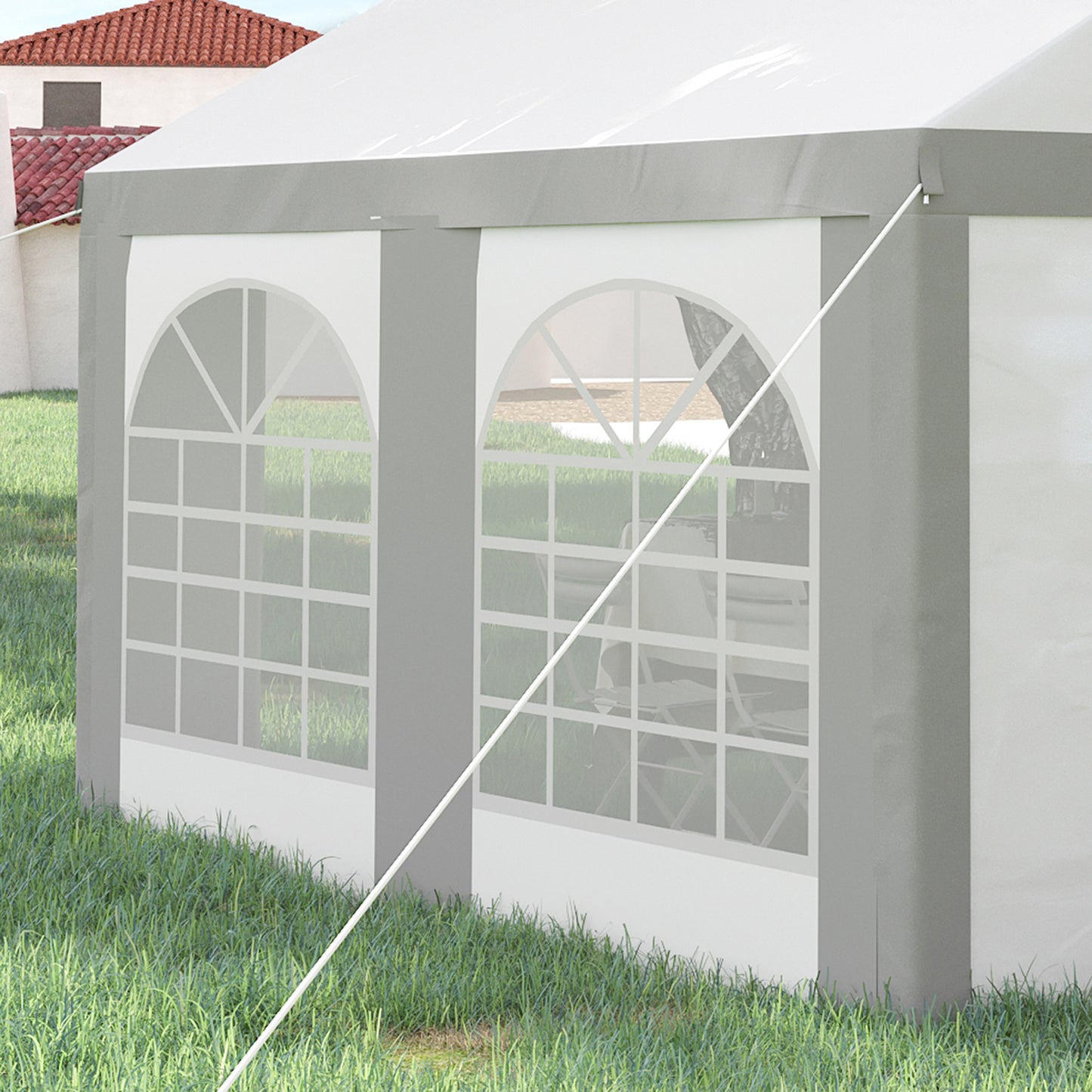 4 x 4m Party Tent, Marquee Gazebo with Sides, Windows and Double Doors