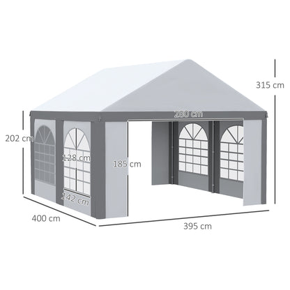 4 x 4m Party Tent, Marquee Gazebo with Sides, Windows and Double Doors