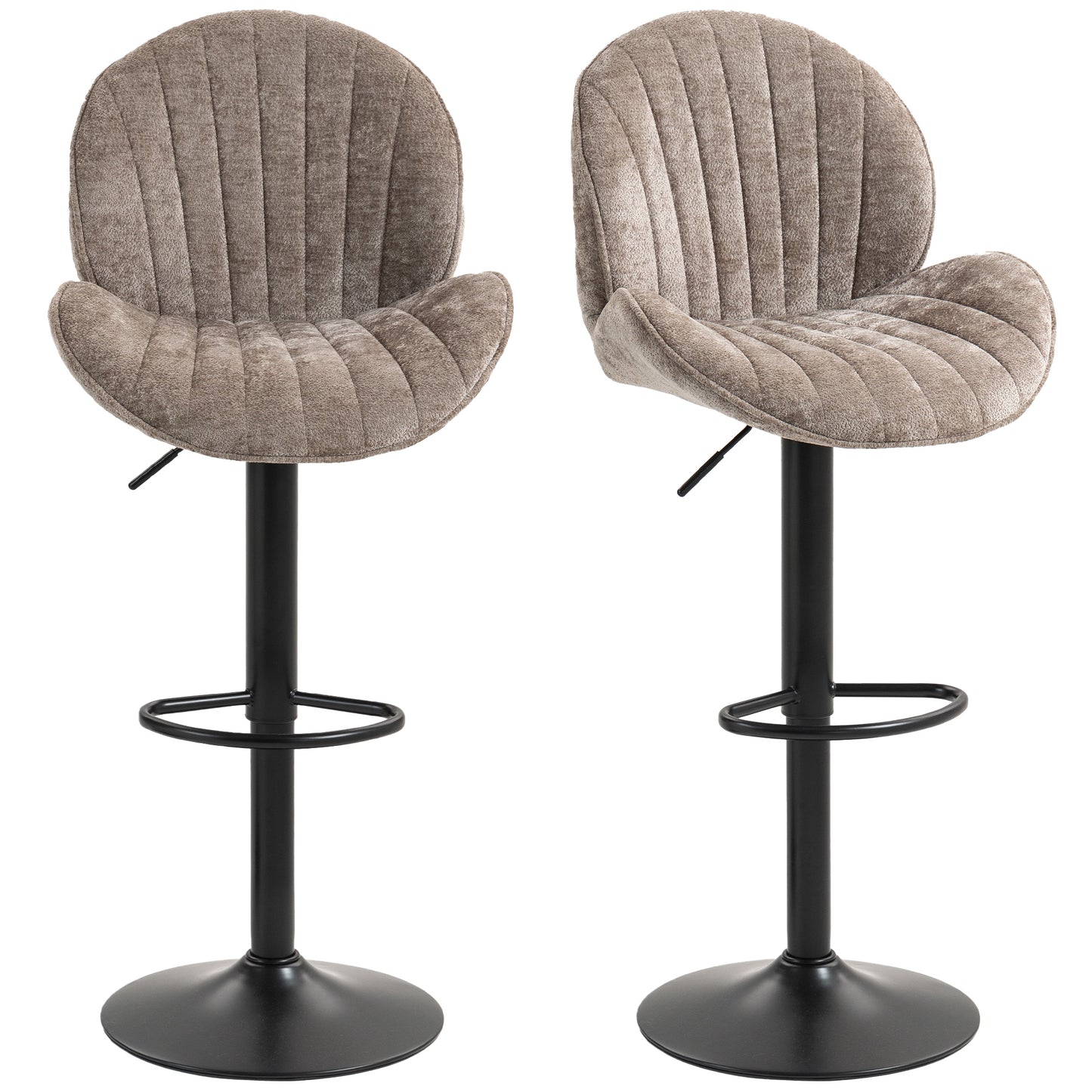 Modern Bar Stools Set of 2, Swivel Counter Height Barstools, Brown