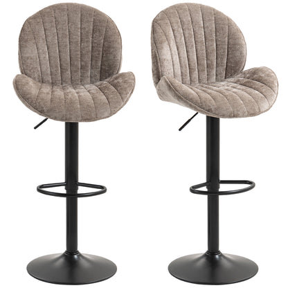 Modern Bar Stools Set of 2, Swivel Counter Height Barstools, Brown